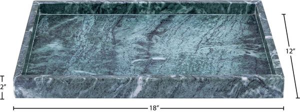 Meridian Furniture Barletta Verde Marble Rectangular Tray with Natural Veining for Styled Home Displays ACC114-Green