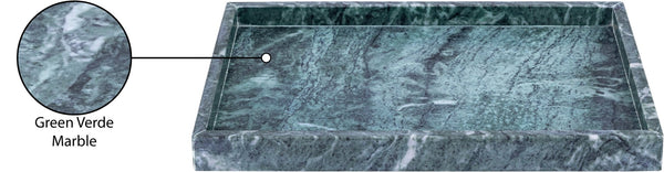 Meridian Furniture Barletta Verde Marble Rectangular Tray with Natural Veining for Styled Home Displays ACC114-Green