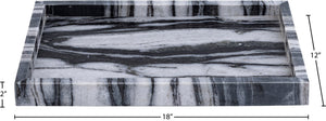 Meridian Furniture Barletta Genuine Panda Marble Rectangular Tray Bold Veining for Modern Interiors ACC114-Panda