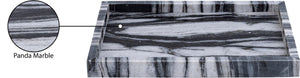 Meridian Furniture Barletta Genuine Panda Marble Rectangular Tray Bold Veining for Modern Interiors ACC114-Panda
