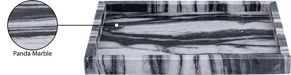 Meridian Furniture Barletta Genuine Panda Marble Rectangular Tray Bold Veining for Modern Interiors ACC114-Panda