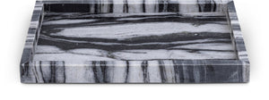 Meridian Furniture Barletta Genuine Panda Marble Rectangular Tray Bold Veining for Modern Interiors ACC114-Panda