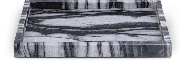 Meridian Furniture Barletta Genuine Panda Marble Rectangular Tray Bold Veining for Modern Interiors ACC114-Panda