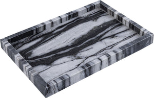 Meridian Furniture Barletta Genuine Panda Marble Rectangular Tray Bold Veining for Modern Interiors ACC114-Panda