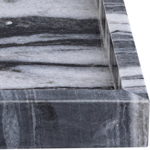 Meridian Furniture Barletta Genuine Panda Marble Rectangular Tray Bold Veining for Modern Interiors ACC114-Panda
