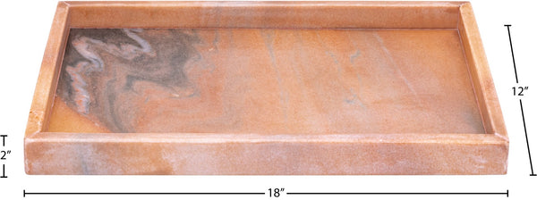 Meridian Furniture Barletta Pink Makrana Marble Rectangular Tray with Natural Veining for Vanity ACC114-Pink