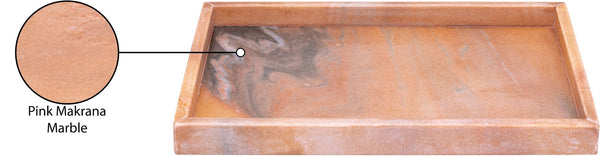 Meridian Furniture Barletta Pink Makrana Marble Rectangular Tray with Natural Veining for Vanity ACC114-Pink
