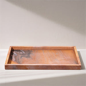 Meridian Furniture Barletta Pink Makrana Marble Rectangular Tray with Natural Veining for Vanity ACC114-Pink