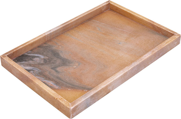 Meridian Furniture Barletta Pink Makrana Marble Rectangular Tray with Natural Veining for Vanity ACC114-Pink