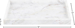 Meridian Furniture Barletta Genuine Carrara Marble Rectangular Tray with Natural Grey Veining for Home Decor ACC114-White