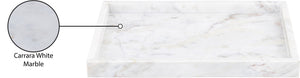 Meridian Furniture Barletta Genuine Carrara Marble Rectangular Tray with Natural Grey Veining for Home Decor ACC114-White