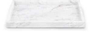 Meridian Furniture Barletta Genuine Carrara Marble Rectangular Tray with Natural Grey Veining for Home Decor ACC114-White