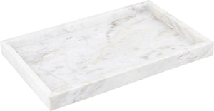 Meridian Furniture Barletta Genuine Carrara Marble Rectangular Tray with Natural Grey Veining for Home Decor ACC114-White