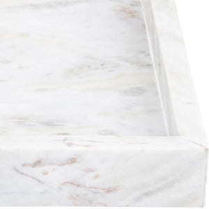Meridian Furniture Barletta Genuine Carrara Marble Rectangular Tray with Natural Grey Veining for Home Decor ACC114-White