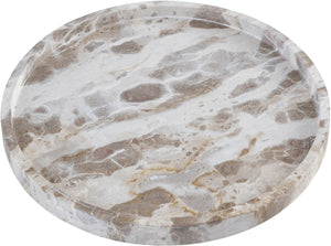 Meridian Furniture Barletta Genuine Marble Round Tray with Natural Veining for Vanity or Coffee Table ACC115-Beige