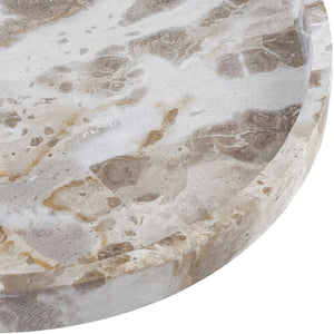 Meridian Furniture Barletta Genuine Marble Round Tray with Natural Veining for Vanity or Coffee Table ACC115-Beige