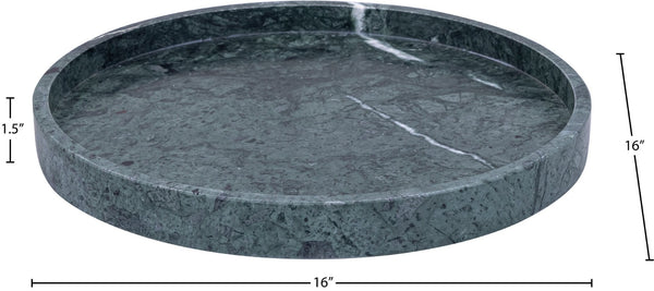 Meridian Furniture Barletta Genuine Green Verde Marble Round Tray Sculptural Accent for Any Room ACC115-Green