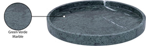 Meridian Furniture Barletta Genuine Green Verde Marble Round Tray Sculptural Accent for Any Room ACC115-Green