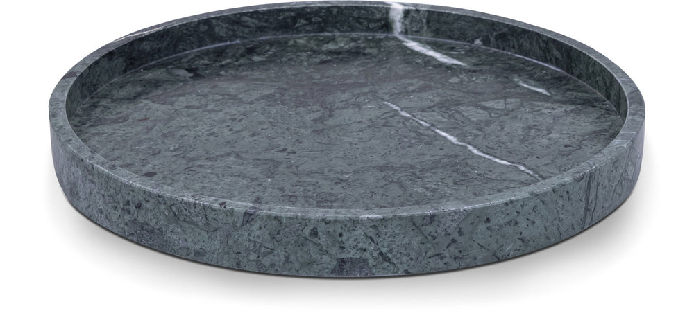 Meridian Furniture Barletta Genuine Green Verde Marble Round Tray Sculptural Accent for Any Room ACC115-Green