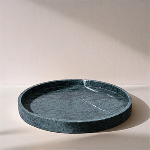 Meridian Furniture Barletta Genuine Green Verde Marble Round Tray Sculptural Accent for Any Room ACC115-Green