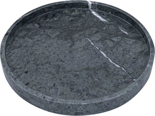 Meridian Furniture Barletta Genuine Green Verde Marble Round Tray Sculptural Accent for Any Room ACC115-Green