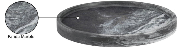 Meridian Furniture Barletta Genuine Panda Marble Round Tray with Bold Natural Veining for Stylish Tabletops ACC115-Panda