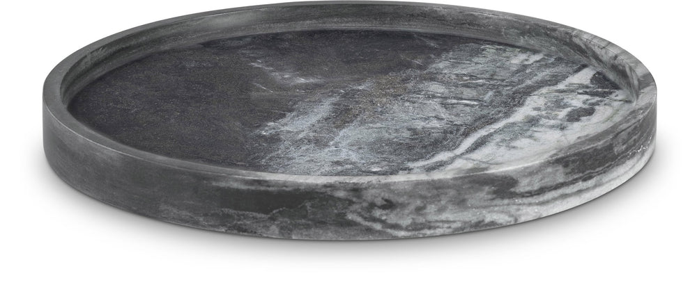 Meridian Furniture Barletta Genuine Panda Marble Round Tray with Bold Natural Veining for Stylish Tabletops ACC115-Panda
