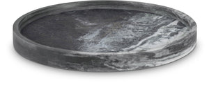 Meridian Furniture Barletta Genuine Panda Marble Round Tray with Bold Natural Veining for Stylish Tabletops ACC115-Panda