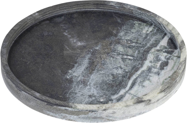 Meridian Furniture Barletta Genuine Panda Marble Round Tray with Bold Natural Veining for Stylish Tabletops ACC115-Panda