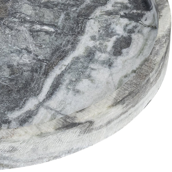 Meridian Furniture Barletta Genuine Panda Marble Round Tray with Bold Natural Veining for Stylish Tabletops ACC115-Panda