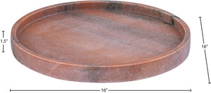Meridian Furniture Barletta Pink Makrana Marble Round Tray Genuine Stone Vanity and Coffee Table Accent ACC115-Pink