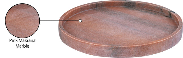 Meridian Furniture Barletta Pink Makrana Marble Round Tray Genuine Stone Vanity and Coffee Table Accent ACC115-Pink