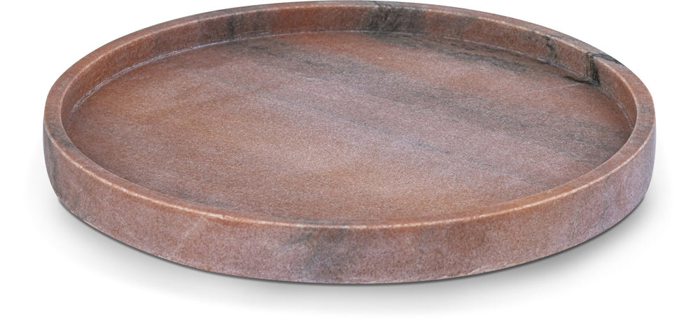 Meridian Furniture Barletta Pink Makrana Marble Round Tray Genuine Stone Vanity and Coffee Table Accent ACC115-Pink