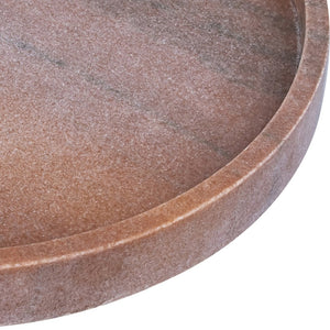 Meridian Furniture Barletta Pink Makrana Marble Round Tray Genuine Stone Vanity and Coffee Table Accent ACC115-Pink