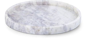 Meridian Furniture Barletta Carrara Marble Round Tray Natural Stone Veining Vanity Coffee Table Accent ACC115-White
