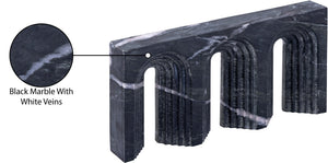 Meridian Furniture Curva Genuine Marble Fluted Arch Sculpture Artisan Carved Tabletop Accent for Shelf Console Black ACC116-Black
