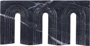Meridian Furniture Curva Genuine Marble Fluted Arch Sculpture Artisan Carved Tabletop Accent for Shelf Console Black ACC116-Black