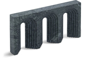 Meridian Furniture Curva Genuine Marble Fluted Arch Sculpture Artisan Carved Tabletop Accent for Shelf Console Green ACC116-Green