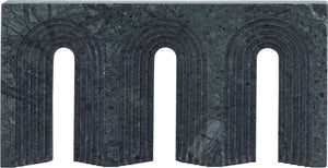 Meridian Furniture Curva Genuine Marble Fluted Arch Sculpture Artisan Carved Tabletop Accent for Shelf Console Green ACC116-Green