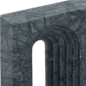 Meridian Furniture Curva Genuine Marble Fluted Arch Sculpture Artisan Carved Tabletop Accent for Shelf Console Green ACC116-Green