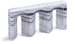 Meridian Furniture Curva Genuine Marble Fluted Arch Sculpture Artisan Carved Tabletop Accent for Shelf Console Panda ACC116-Panda