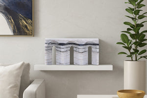 Meridian Furniture Curva Genuine Marble Fluted Arch Sculpture Artisan Carved Tabletop Accent for Shelf Console Panda ACC116-Panda