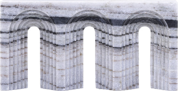 Meridian Furniture Curva Genuine Marble Fluted Arch Sculpture Artisan Carved Tabletop Accent for Shelf Console Panda ACC116-Panda