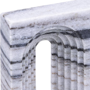 Meridian Furniture Curva Genuine Marble Fluted Arch Sculpture Artisan Carved Tabletop Accent for Shelf Console Panda ACC116-Panda