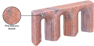 Meridian Furniture Curva Genuine Marble Fluted Arch Sculpture Artisan Carved Tabletop Accent for Shelf Console Pink ACC116-Pink