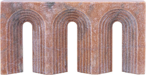 Meridian Furniture Curva Genuine Marble Fluted Arch Sculpture Artisan Carved Tabletop Accent for Shelf Console Pink ACC116-Pink