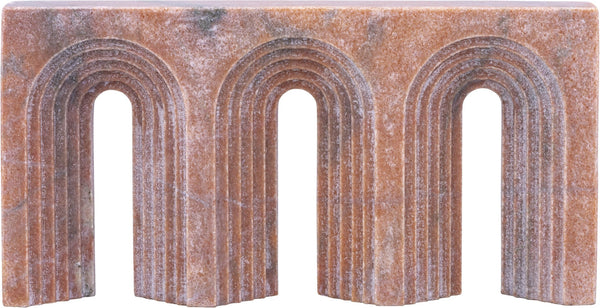 Meridian Furniture Curva Genuine Marble Fluted Arch Sculpture Artisan Carved Tabletop Accent for Shelf Console Pink ACC116-Pink