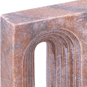 Meridian Furniture Curva Genuine Marble Fluted Arch Sculpture Artisan Carved Tabletop Accent for Shelf Console Pink ACC116-Pink