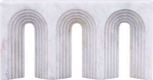 Meridian Furniture Curva Genuine Marble Fluted Arch Sculpture Artisan Carved Tabletop Accent for Shelf Console White ACC116-White