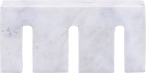 Meridian Furniture Curva Genuine Marble Fluted Arch Sculpture Artisan Carved Tabletop Accent for Shelf Console White ACC116-White